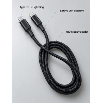 Uzun Ve Dayanıklı Type C Lightning Pd Hızlı Şarj Kablosu