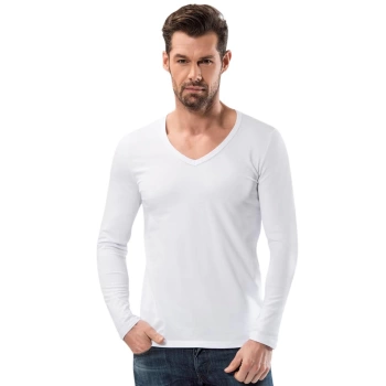 V Yaka Uzun Kollu Fit Kalıp T Shirt 1166