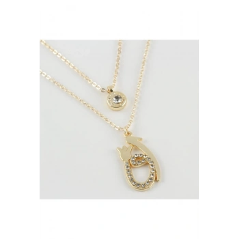 Vav Elif Figürlü Yeni Sezon İkili Kolye