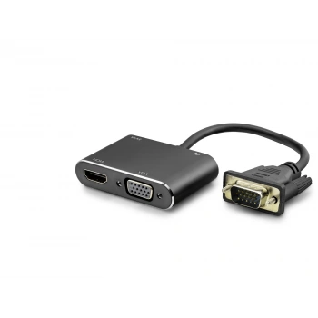 Vga To Hdmi + Vga Dişi Ses Çıkışlı Görüntü Dönüştürücü 1080P 22 Cm - Siyah HDX7821