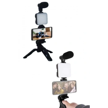 Video Making Kit Telefon Tutucu Vlog Video Mini Led Işıklı
