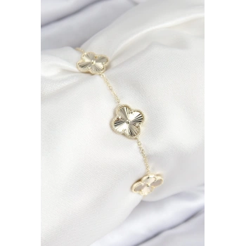 VIP Pirinç Yonca Model Gold Renk Kadın Bileklik - TJ-BB7783