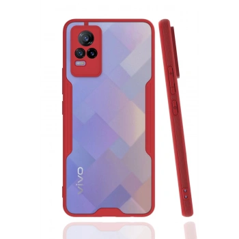 Vivo V21e Kılıf Platin Silikon - Kırmızı