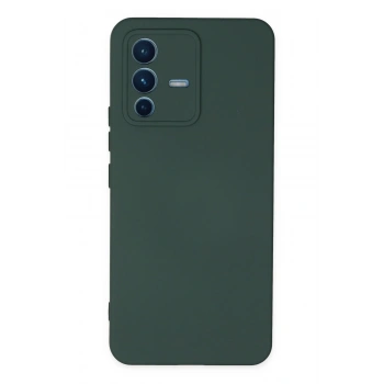 Vivo V23 5G Kılıf Nano içi Kadife Silikon - Koyu Yeşil