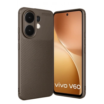 Vivo V60 5G Auto Focus Karbon Kapak - Kahverengi
