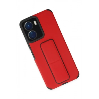 Vivo Y16 Kılıf Mega Standlı Silikon - Kırmızı