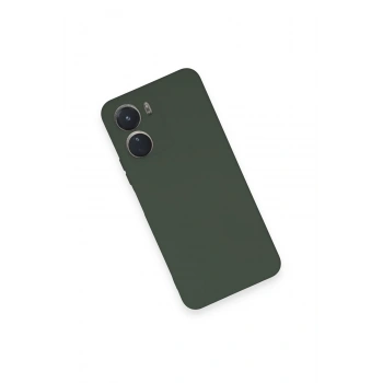 Vivo Y16 Kılıf Nano içi Kadife Silikon - Koyu Yeşil