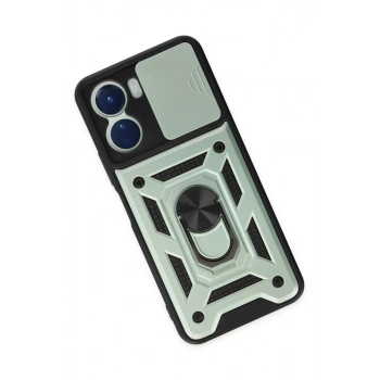 Vivo Y16 Kılıf Pars Lens Yüzüklü Silikon - Yeşil