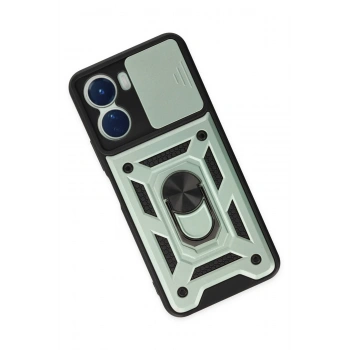 Vivo Y16 Kılıf Pars Lens Yüzüklü Silikon - Yeşil