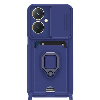 Vivo Y27 Kılıf Zuma Kartvizitli Yüzüklü Silikon - Lacivert