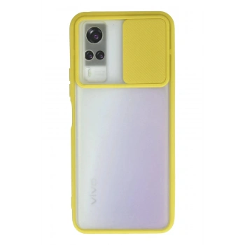 Vivo Y53S Kılıf Palm Buzlu Kamera Sürgülü Silikon - Sarı
