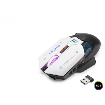 W19 Kablosuz Gaming Mouse Dual Mod 10000 Dpi 7 Tuş Makro 1000 Hz Rgb - Siyah Beyaz