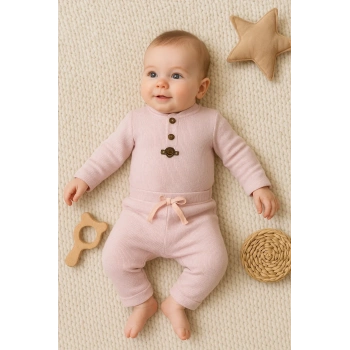 Waffle Çıtlı Düğmeli 2li Mevsimlik Takım