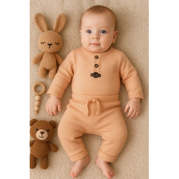 Waffle Çıtlı Düğmeli 2li Mevsimlik Takım