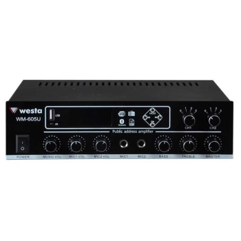 WESTA WM-605U 2 BÖLGELİ 2 MİK. GİRİŞLİ 100 WATT TRAFOLU ANFİ (4887)