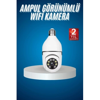 Wifi Güvenlik Kamerası Çift Kameralı Ampule Takılabilir Sensörlü