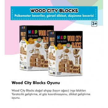 Wood City Blocks Ahşap Şehir Blokları (Kayın Ağacı)