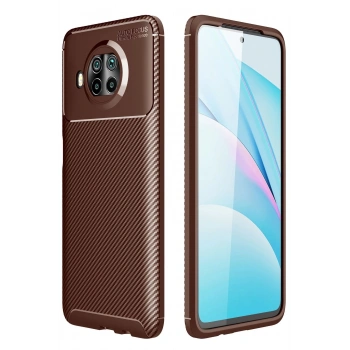 Xiaomi Mi 10T Lite Kılıf Auto Focus Karbon Kapak - Kahverengi
