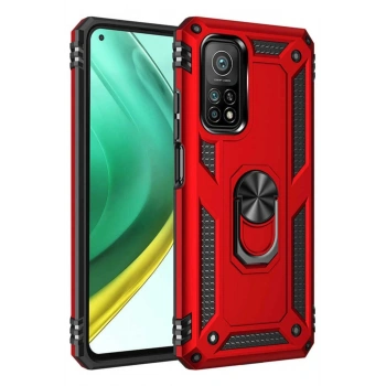 Xiaomi Mi 10T Pro Kılıf Sofya Yüzüklü Silikon Kapak - Kırmızı