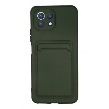 Xiaomi Mi 11 Kılıf Kelvin Kartvizitli Silikon - Koyu Yeşil