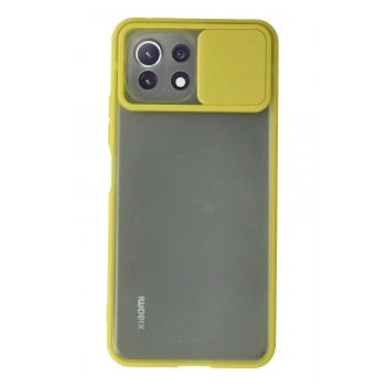 Xiaomi Mİ 11 Lite Kılıf Palm Buzlu Kamera Sürgülü Silikon - Sarı