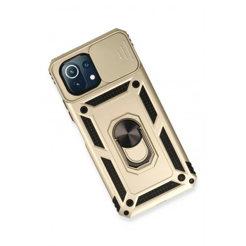 Xiaomi Mİ 11 Lite Kılıf Pars Lens Yüzüklü Silikon - Gold
