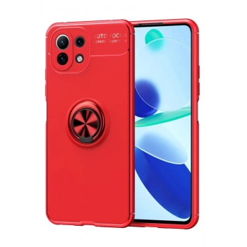 Xiaomi Mİ 11 Lite Kılıf Range Yüzüklü Silikon - Kırmızı