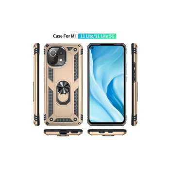 Xiaomi Mİ 11 Lite Kılıf Sofya Yüzüklü Silikon Kapak - Gold