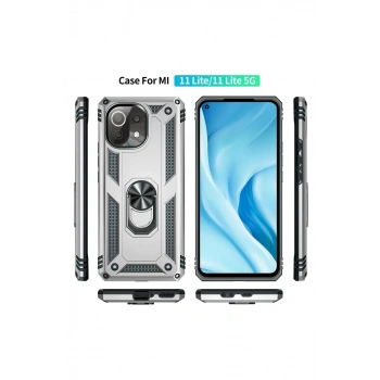 Xiaomi Mİ 11 Lite Kılıf Sofya Yüzüklü Silikon Kapak - Gümüş