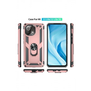 Xiaomi Mİ 11 Lite Kılıf Sofya Yüzüklü Silikon Kapak - Rose