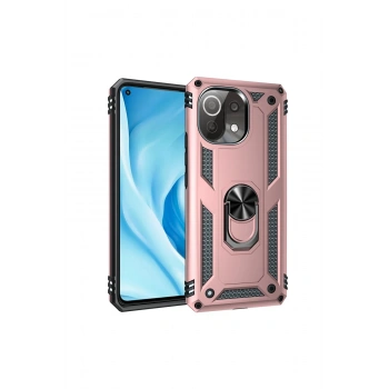 Xiaomi Mİ 11 Lite Kılıf Sofya Yüzüklü Silikon Kapak - Rose