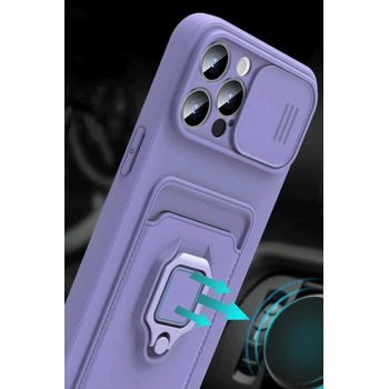 Xiaomi Mİ 11 Lite Kılıf Zuma Kartvizitli Yüzüklü Silikon - Siyah