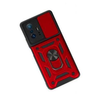 Xiaomi Mi 11T Pro Kılıf Pars Lens Yüzüklü Silikon - Kırmızı