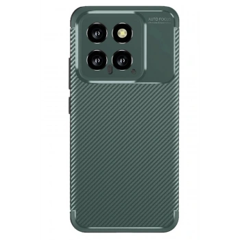 Xiaomi Mi 14T Kılıf Auto Focus Karbon Kapak - Koyu Yeşil