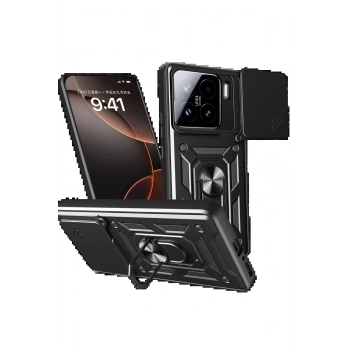 Xiaomi Mi 15 Kılıf Pars Lens Yüzüklü Silikon - Siyah