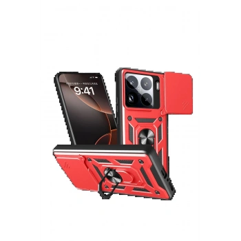 Xiaomi Mi 15 Pro Kılıf Pars Lens Yüzüklü Silikon - Kırmızı