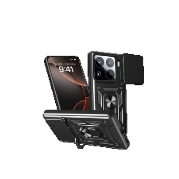 Xiaomi Mi 15 Pro Kılıf Pars Lens Yüzüklü Silikon - Siyah