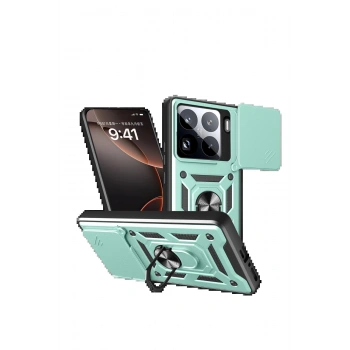 Xiaomi Mi 15 Pro Kılıf Pars Lens Yüzüklü Silikon - Yeşil