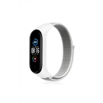 Xiaomi Mi Band 4 Hasırlı Cırtcırtlı Kordon - Beyaz
