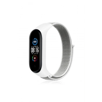 Xiaomi Mi Band 4 Hasırlı Cırtcırtlı Kordon - Beyaz