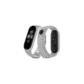 Xiaomi Mi Band 4 Spor Delikli Kordon - Gri-Beyaz