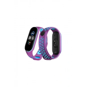 Xiaomi Mi Band 4 Spor Delikli Kordon - Mor-Mavi