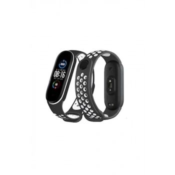Xiaomi Mi Band 4 Spor Delikli Kordon - Siyah-Beyaz