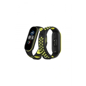 Xiaomi Mi Band 4 Spor Delikli Kordon - Siyah-Yeşil