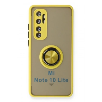Xiaomi Mi Note 10 Lite Kılıf Montreal Yüzüklü Silikon Kapak - Sarı