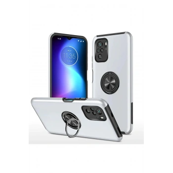 Xiaomi Poco F3 Kılıf Elit Yüzüklü Kapak - Gümüş