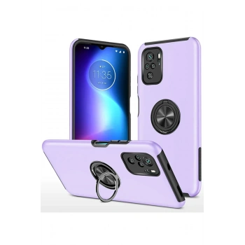 Xiaomi Poco F3 Kılıf Elit Yüzüklü Kapak - Mor