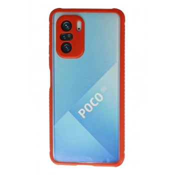 Xiaomi Poco F3 Kılıf Miami Şeffaf Silikon - Kırmızı