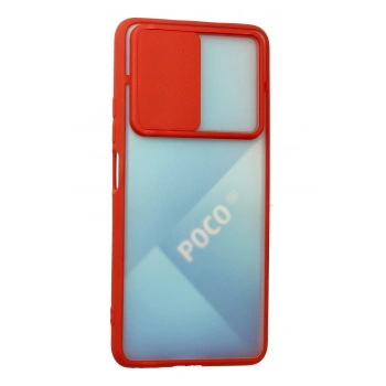 Xiaomi Poco F3 Kılıf Palm Buzlu Kamera Sürgülü Silikon - Kırmızı