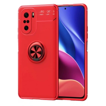 Xiaomi Poco F3 Kılıf Range Yüzüklü Silikon - Kırmızı